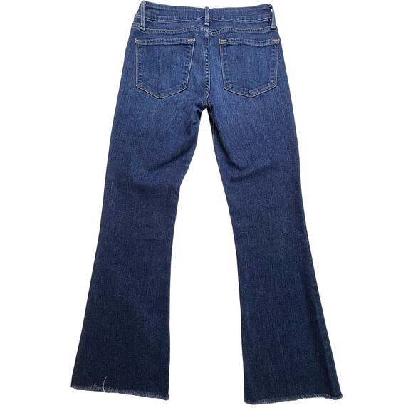 FRAME Le Crop Mini Boot Jeans Remsen Wash Blue Raw Hem Cropped Bootcut Size 25 - Picture 4 of 15